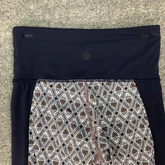 Athleta Print Mantra Capri Legging Womens XXS 2XS Navy Multi Criss Cross Mesh - Picture 9 of 15